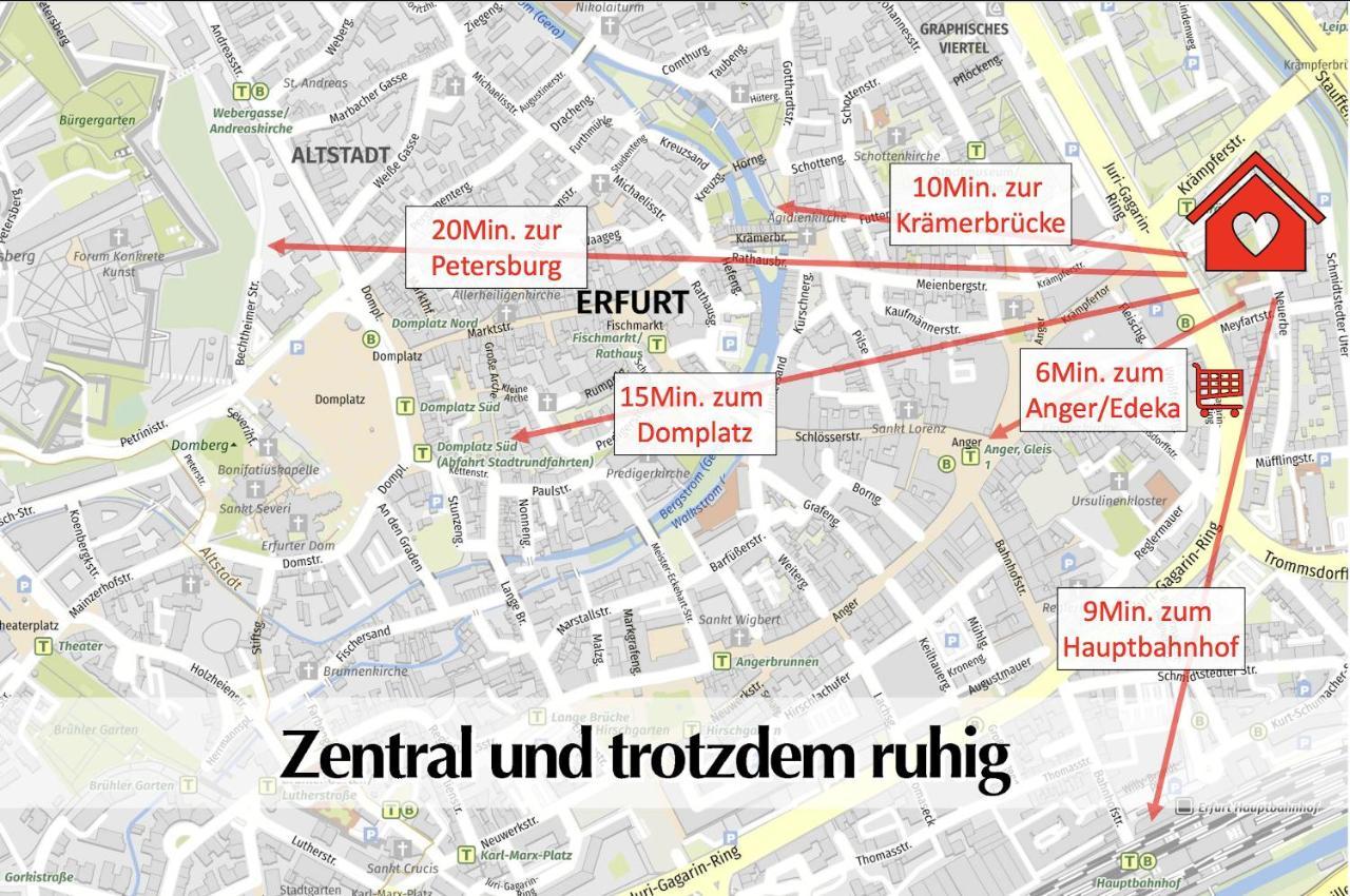 Helle 72Qm Maisonette Wohnung Im Herzen Erfurts Mit Kingsize Bett, Smart-Tv, Etc Exterior foto